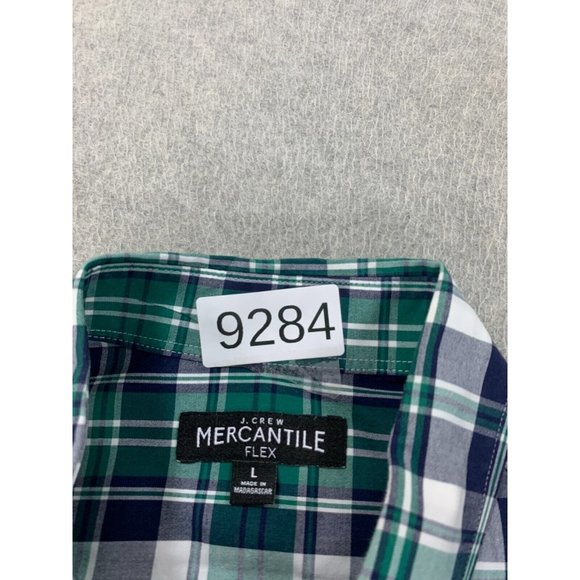 J Crew Mercantile Flex Cotton Blend‎ Plaid Button Down Shirt (Men's Large) Green - Picture 4 of 12